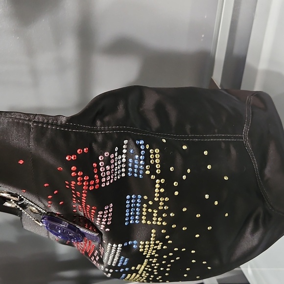 Coach Limited Edition Holiday Black Sateen Rhinestone Tote - Picture 5 of 9